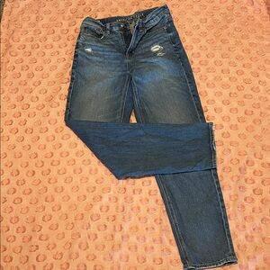 American Eagle Outfitters Women's Dark Blue Straight Leg Jeans